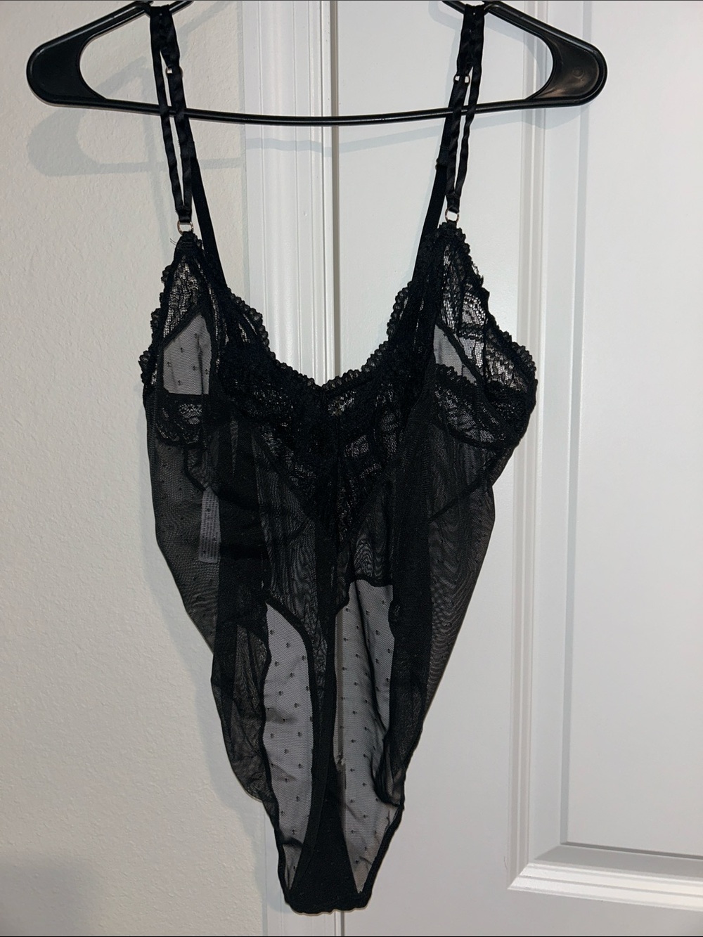 Auden Black Sheer Lace Chemise Bodysuit